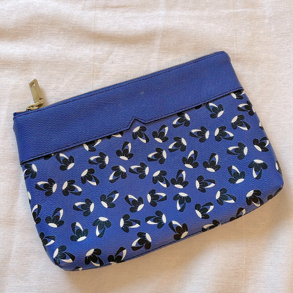 J.Crew Blue Leather Pouch Clutch